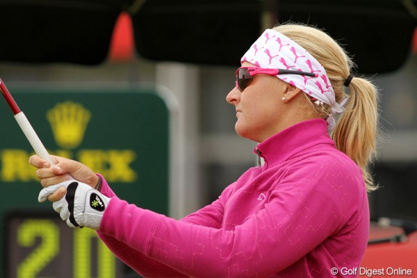 2011年 全英リコー女子オープン 3日目 アンナ・ノルドクビスト アンナ・ノルドクビスト、今日のヘッドギアはバンダナでした。なかなかおしゃれです