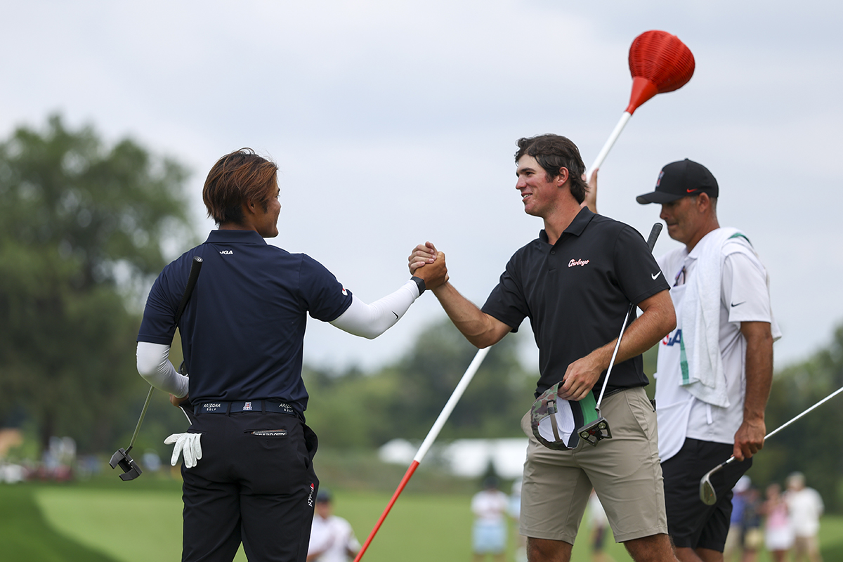 本大志（左）は粘りを見せるも（提供：USGA） 2026年 全米アマ 4日目 本大志