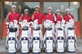 ゴルフ競技に出場する（左から）中島啓太、比嘉一貴、本大志、後藤あい、新地真美夏、長澤愛羅