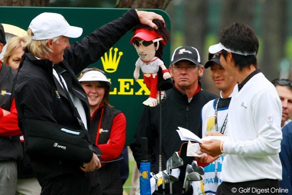 石川遼（右）はグレッグ・ノーマン（左）のお墨付き？※写真は2009年「ザ・プレジデンツカップ」