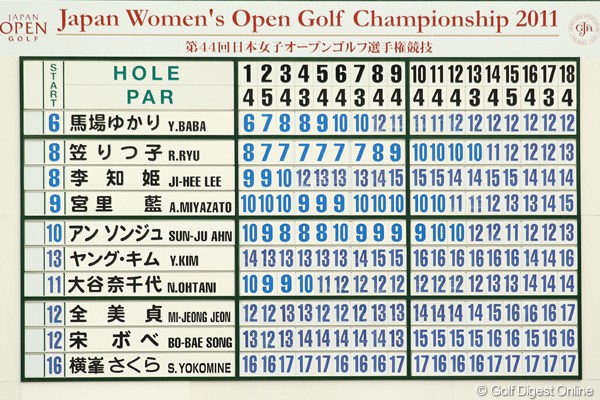 2011年 日本女子オープンゴルフ選手権競技 最終日 スコアボード 何がなんやら訳が分からん数字が並んでる感じで、スコアボードを見てるだけで具合が悪くなる一週間でした。