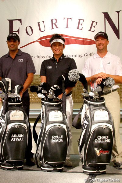 2012年 ソニーオープンinハワイ 事前 今田竜二 フォーティーンとの用具契約を発表した今田竜二。米国PGAツアーではアージュン・アトワルとチャド・コリンズに続き3人目となる