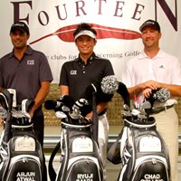フォーティーンとの用具契約を発表した今田竜二。米国PGAツアーではアージュン・アトワルとチャド・コリンズに続き3人目となる 2012年 ソニーオープンinハワイ 事前 今田竜二
