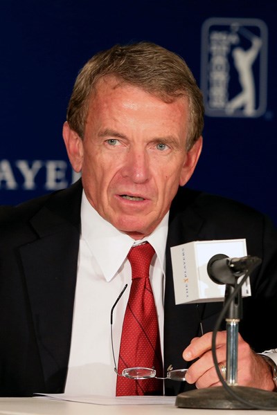 2012年 WORLD ティム・フィンチェム ザ・プレーヤーズ選手権の公式会見で、PGAツアーのコミッショナー、ティム・フィンチェム氏は女性会員問題について見解を述べた。（David Cannon／Getty Images）