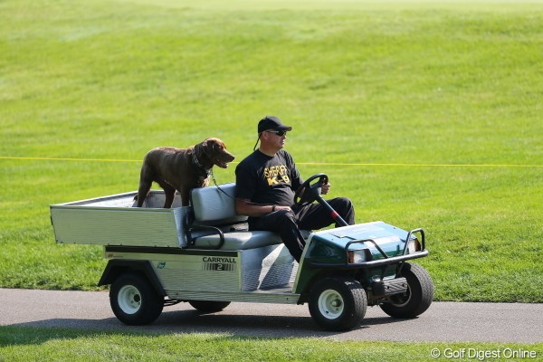 2012年 WGCブリヂストンインビテーショナル 初日 スタッフ なんかいいなぁ。犬が相棒みたいで。
