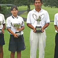 左から金田久美子、横峯さくら、池田勇太、亀井美博 2002年 第8回 日本ジュニアゴルフ選手権競技