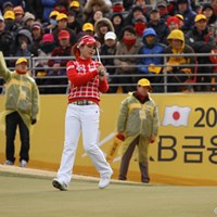 小柄ながら、韓国女子ツアーで飛距離トップのヤン・スジン。昨日は森田理香子と回ったが、森田より飛ばしていた。 2012年 日韓女子プロゴルフ対抗戦 最終日 ヤン・スジン