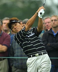 2003年 全米オープン 最終日 田中秀道 最終日の田中はティショットが曲がったが、粘りのゴルフを見せた（BEYONDSHIP）