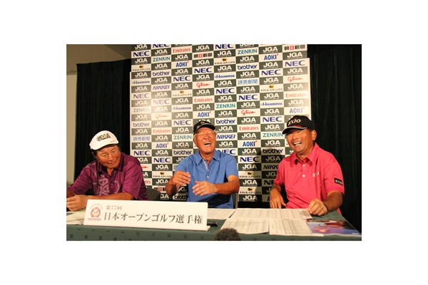 2013年 JGTOプレーヤーズラウンジ 尾崎将司 青木功 中嶋常幸 昨年の日本オープンでの一コマ。史上最強の3人衆、AONが揃って応じたインタビューは、まさに歴史にも残る爆笑会見となった。