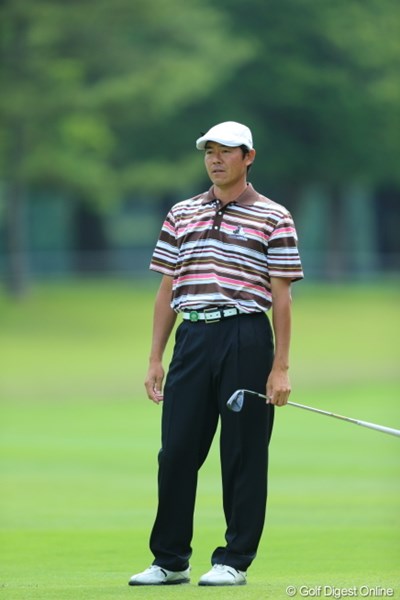2013年 日本プロゴルフ選手権大会 日清カップヌードル杯 初日 横尾要 今まで帽子を被らなかった横尾プロが帽子を被るとこうなるのね。