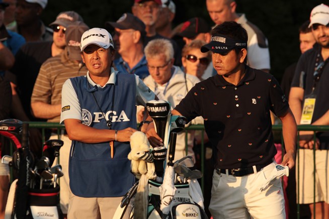 2013年 全米プロゴルフ選手権 初日 藤田寛之、梅原敦キャディ
