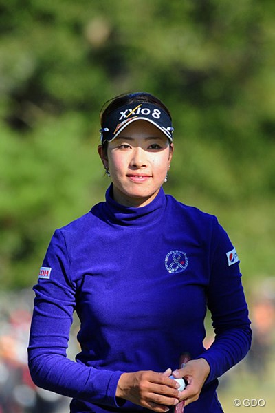 2013年 LPGAツアーチャンピオンシップリコーカップ 3日目 森田理香子 女王争い優勢のまま最終日を迎える森田理香子。リラックスした空気が印象的に映る