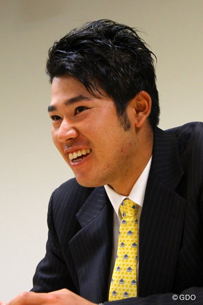 マスターズ出場を決めた笑顔の松山。16日はPGAのセミナーに出席した