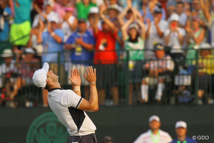 メジャー通算2勝目を飾った瞬間、空を見上げたカイマー 2014年 全米オープン 最終日 マーティン・カイマー
